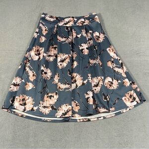 Haute Monde Women Gray/Blue Pleated A-Line Midi Skirt, size XL